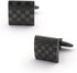 Gun Black Laser Engraved Checker Pattern Dress Shirt Cufflinks...