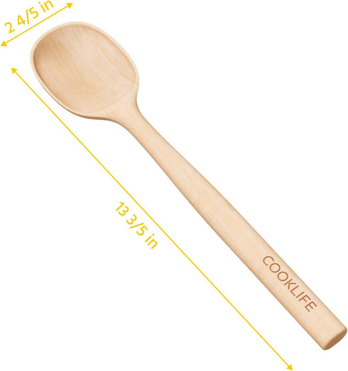 Beech Wooden Spoons for Cooking - Large Smooth Finish Natural Beech Cookling Spoons - Durable Wooden Cooking Utensil...
