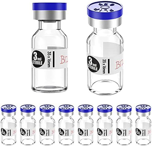 Sterile Empty Vials with Self Healing Injection Port,with Flip Off Aluminum Cap,Sterile Package (3ml,10)...