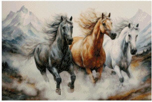 3 runing horses,14ct counted cross stitch, cotton thread, 200x133 stitch,36x23cm, cotton cross stitch kits...