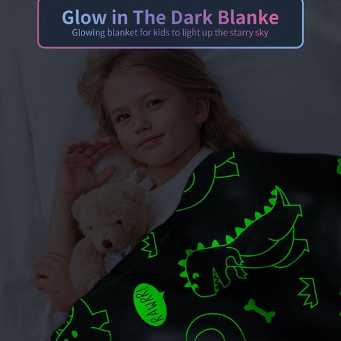 Dinosaur Blanket for Boys, Personalized Baby Blankets for Boys, Dinosaur Glow in The Dark Blanket, Toddler Blanket for Boys 40"x 50"...