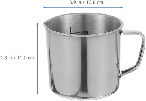 Hemobllo Stainless Steel Beaker, Lab Graduated Beaker with Handle Chemistry Lab Cups Scientific Laboratory Supplies for Liquids Solids (500ml)...