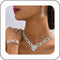 Unicra Crystal Bridal Wedding Jewelry Set Silver Rhinestone Necklace Earrings Bracelet Sets Formal Costume Jewelry for Women and Brides...