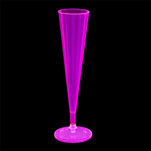 Party Essentials 20 Count Hard Plastic Twopiece 5 oz Champagne Flutes, Neon Pink...