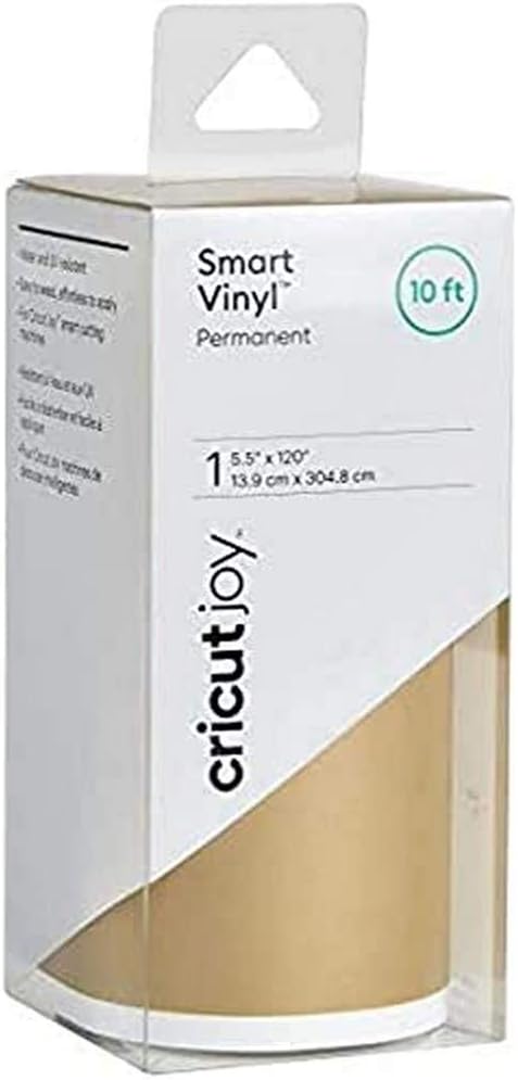 Cricut Joy Smart Permanent Vinyl, Gold - 10ft Roll (5.5' x 120'), Glossy Finish - Compatible with Cricut Joy Machine, Matless Cutting for Long cut...