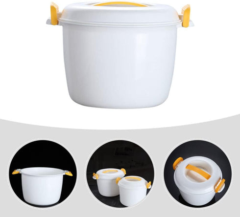 CALLARON Microwave Rice Cooker Steamer Bowl: Portable Oven Food Steamer Pot Small Pasta Cooker Fish Vegetable Steaming Bowl Food Container Ramen C...