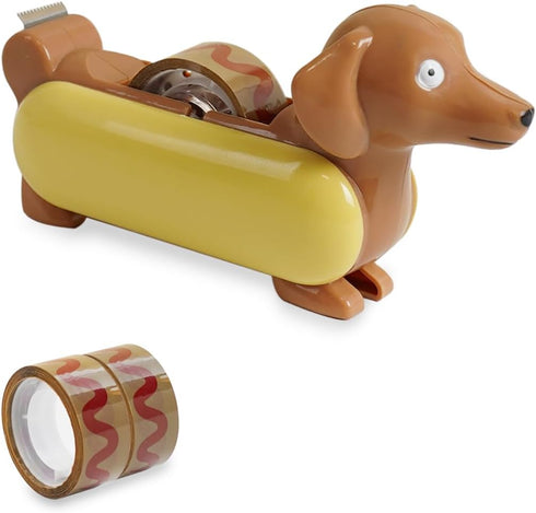 Animal Mini Tape Dispenser Hotdog Style, The Tastiest Way to Stick Things Together, Mini Animal Stationery for Home Office, Cute and Funny Desk Su...