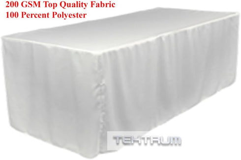 TEKTRUM 8-Feet Long Fitted Table DJ Jacket Cover for Trade Show - Thick/Heavy Duty/Durable Fabric - White Color (TD-JKT-WHT-8FT)...