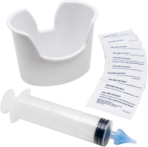 Ear and Ear Wax Cleaner for Humans, Includes 10 Saline Packs, Syringe with Tri-Stream Tip and Basin...