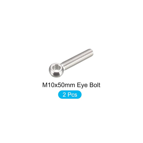 Shoulder Swing Lifting Bolt (M10x50mm) 2Pcs, 304 Stainless Steel Eye Bolts - for Home Renovation, Pipeline Gate Valves Fasteners, Silver...