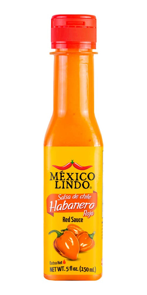 MEXICO LINDO Red Habanero Hot Sauce, Real Red Habanero Chili Pepper, 78,200 Scoville Level, Enjoy with Mexican Food, Seafood & Pasta, 5 Fl Oz Bott...