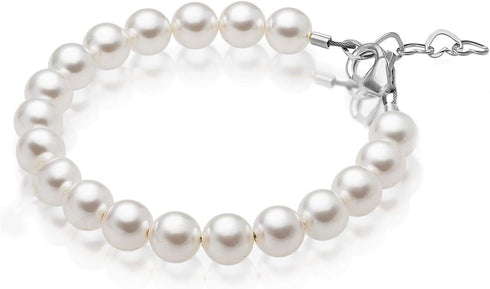 Delicate Sterling Silver Bracelets for Girls with High End White European Simulated Pearls, Elegant Girls Jewelry, Pearl Bracelet for Birthday Gif...