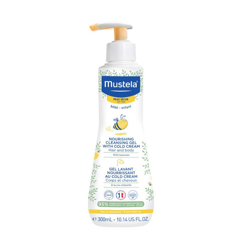 Mustela Baby Nourishing Cleansing Gel – Hair & Body Wash for Dry Skin - with Natural Avocado, Cold Cream & Beeswax - 10.14 fl. oz....
