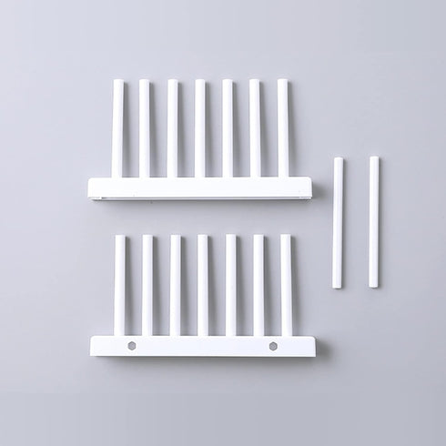 White Plate Organizer for Cabinet 4 Pack, Plstic Plate Rack Stand Keep Dry for Dish, Bowl, Bakeware, Serving Tray and More, Plate Holder for Cabin...