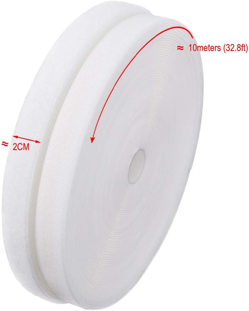3/4'' Width x 10Meters Length White Sew On Hook and Loop Tape Fastening Nylon Fabric Tape (White, 3/4 Inch x 10 Meters)...