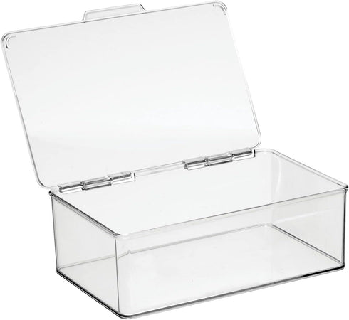 mDesign Plastic Household Storage Bin Box Organizer Container with Hinge Lid for Kitchen, Office, Bathroom, Bedroom, Hold Food, Snacks, Makeup, To...
