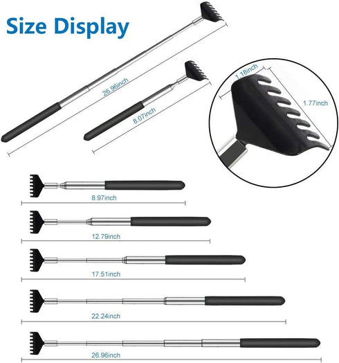 6 Pack Extendable Back Scratcher - Portable Telescoping Metal Back Scratchers/Hand Massager with Soft Rubber Handles for Thanksgiving, Birthday, C...