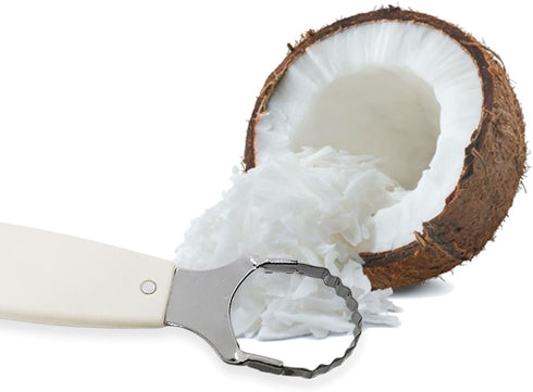 8¾" Long 2 Blades White Plastic Handle Coconut Grater - Vintage Traditional Thai Style Kitchen Tool Easy to Use Portable Stainless Steel Shredder ...