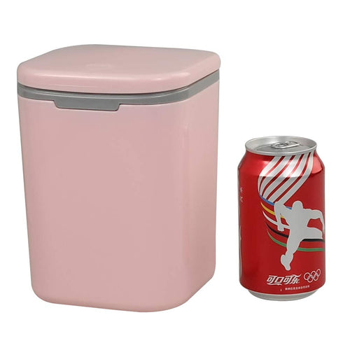 1/2 Gallon Tiny Countertop Trash Can, Push-Button (Pink)...