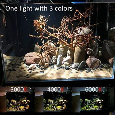 LED Aquarium Light - Freshwater Fish Tank Light Vivarium Terrarium Spotlight 3 Colors 3000K 4000K 6000K Cool Warm White for Planted Fish Tank (3 C...