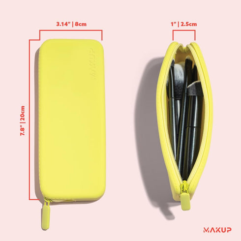MAKUP Silicone Makeup Bag, Makeup Brush Holder with Zipper for Organizing Cosmetics, Makeup Brushes, Tools and Pencils, Washable Makeup Brush Hold...