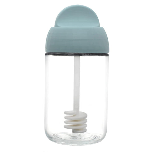Honey bottle?Glass honey jar?with Spoon Lid ?8.5oz (blue)...