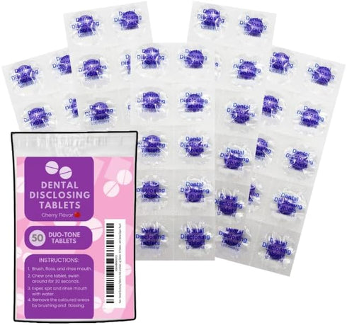 Dental Disclosing Tablets for Kids and Adults - Individually Wrapped Plaque Disclosing Tablets for Teeth, Safe & Effective Two-Tone Dental Cleanin...