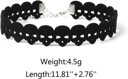 Skull Lace Choker Punk Skull Head Leather Short Necklace Collar for Women Girl Party Gothic Jewelry Accessories...