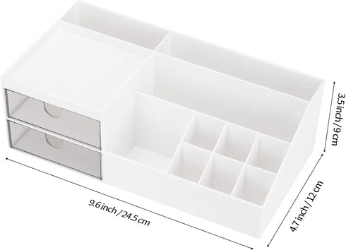 LETURE Desk Organizer, Cosmetic Makeup Vanity Organizer Box, Bathroom Counter Makeup Storage for Eyeshadows, Skin Care, Concealers, Powders, Nail ...