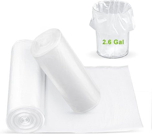Clear Trash Bags - 100 Clear 2.6 Gallon Small Garbage Bags?white? for home office kitchen Trash Can Bathroom Bedroom...