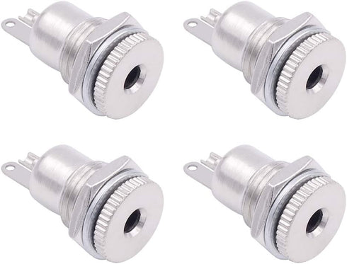 Fancasee (4 Pack) 3.5mm x 1.35mm Female DC Power Jack Socket Panel Mount 2 Pin Solder Type Metal Power Supply Jack Connector Adapter Socket...