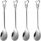 Stainless Steel Coffee Dessert Spoon, Cute Demitasse Spoon for Stirring, Creative Flower Sugar Spoon, 4 Pieces...