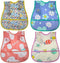 Waterproof Baby Bib Infant with Snaps Fits Baby & Toddler 6-24 Months - 4pcs (Floral Bunny Fish)...