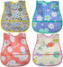 Waterproof Baby Bib Infant with Snaps Fits Baby & Toddler 6-24 Months - 4pcs (Floral Bunny Fish)...