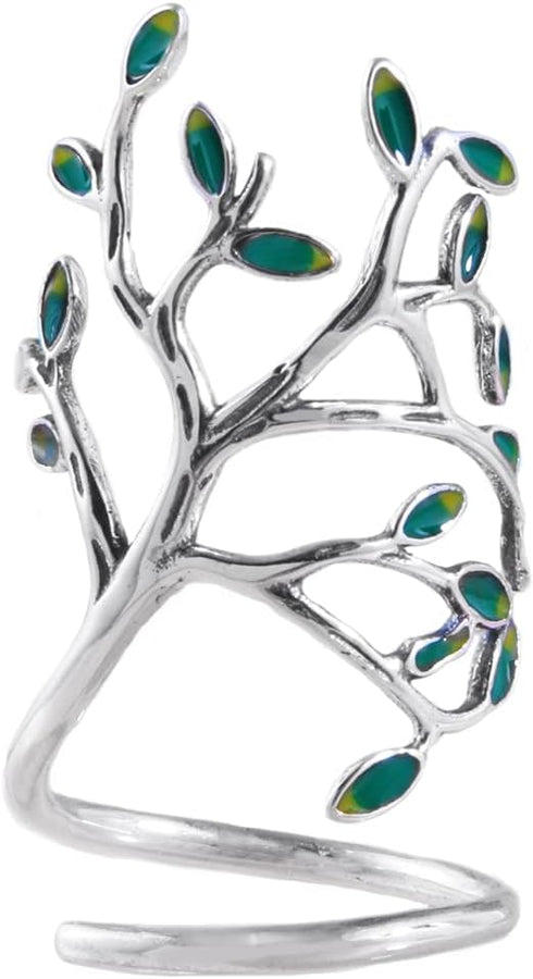 Helen de Lete Innovative The Tree Of Life Sterling Silver Open Ring for Both Women and Men...