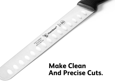 Chef 10-Inch Carving Knife with Granton Edge for Turkey Ham Meat Slicing and cutting NSF Certified CP5-10 Black...