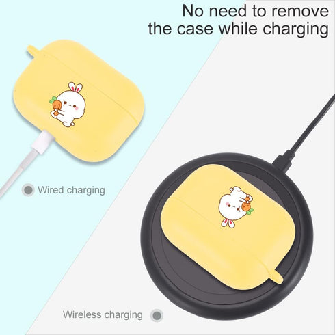 MAYCARI Carrot Rabbit Case for AirPods Pro with Keychain, Cute Animal Design Protective Soft TPU Cover Compatible with AirPods Pro Charging Yellow...