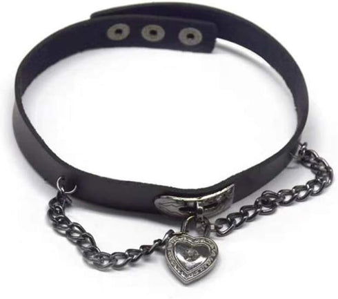 YERTTER PU Leather Choker Heart Gothic Jewelry Necklaces for Women Punk Rock Adjustable Black Collar Choker Necklaces for Cosplayer...