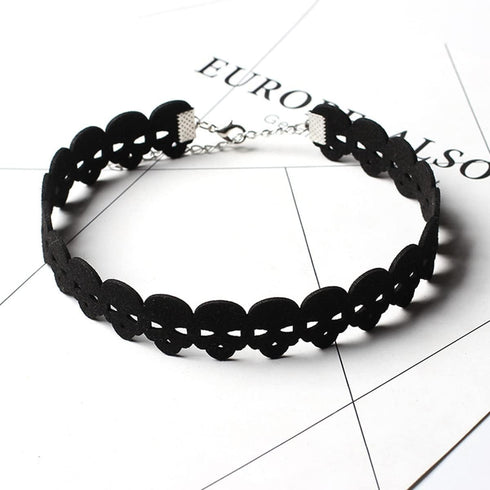 Skull Lace Choker Punk Skull Head Leather Short Necklace Collar for Women Girl Party Gothic Jewelry Accessories...