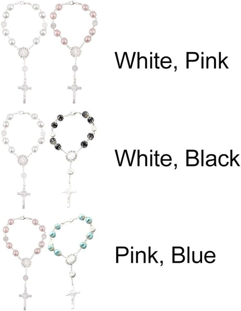 2 Pcs Car Rosary Chain, Rearview Mirror Catholic Beads Auto Rosary Hanging Rosary Chain, Exquisite Car Mirror Hanging Accessories for Truck Bike, ...