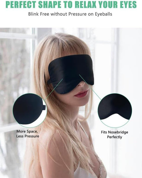 BeeVines Sleep Mask, 2 Pack 100% Real Natural Pure Silk Eye Masks with Adjustable Strap for Sleeping, Mulberry Silk Eye Sleep Shade Cover, Block L...
