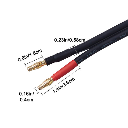 12 AWG HD Premium Soft Touch HiFi Speaker Cable (2 Pack, 3 Feet), 12 Gauge Banana Speaker Wire with Banana Plugs for Bi-Wire Bi-Amp HiFi Surround ...
