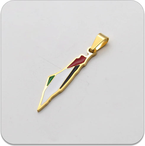 PEAS Fashion Jewelry Israel Necklace Stainless Steel Palestine Map Pendant Necklace...