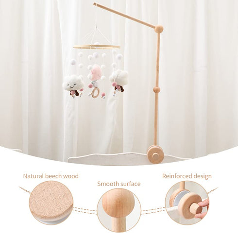 Baby Crib Mobile Arm,HBM Wooden Mobile Arm for Crib Mobile Hanger for Crib Baby Girl Nursery Decor...