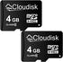 Pack of 2 Micro SD Card 4GB Flash Memory Card C6 Micro SDHC with SD Adapter (4 GB)...