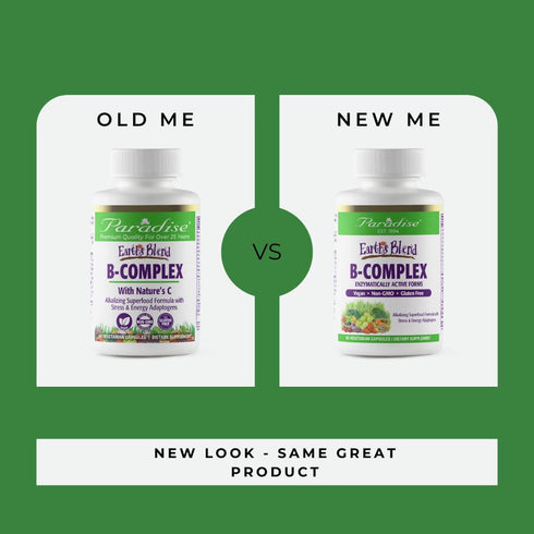 Paradise Herbs, Earth's Blend B-Complex, Methylated, Enzymatically Active Forms of B Vitamins + Superfoods, Supports Energy & Immunity, 60...