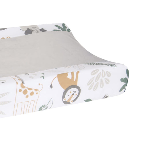Lambs & Ivy Jungle Friends Soft, Warm & Cozy Safari Changing Pad Cover - Gray...