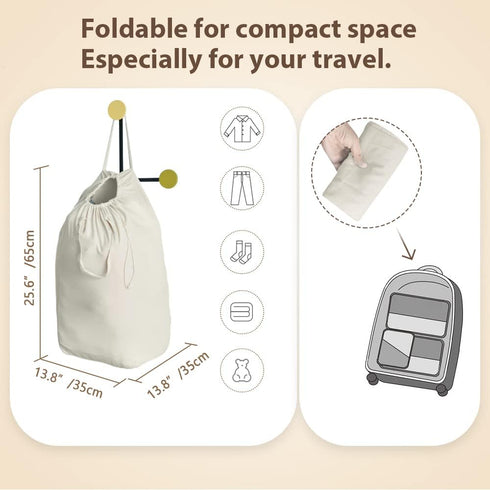 MCleanPin Washable Laundry Bags with Handles,140L Dirty Clothes Storage for College Dorm & Travel,2 Pack (Beige)...