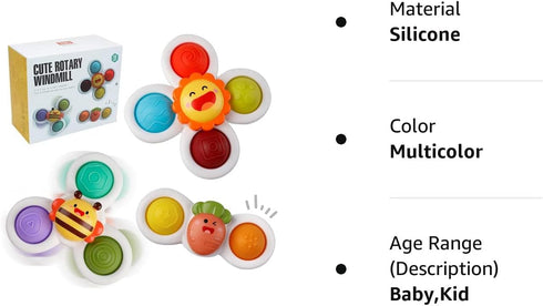 Outgeek Suction Cup Spinner Toys: 3PCS Kids Spinning Top Toys Baby Dimple Toy Sensory Toys Fidget Spinners Suction Cup Babies Bath Toys Gift Toys ...