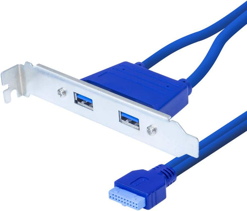 Kingwin USB 3.0 PCI Bracket Cable with Dual Ports, 20-Pin to USB 3.0 Adapter for Motherboard, 5Gbps High-Speed Data Transfer, for Desktop PC, Back...